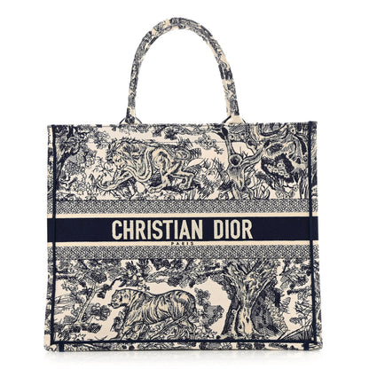 Christian Dior Canvas Embroidered Large Dioriviera Toile De Jouy Book Tote Blue 1 of 13
