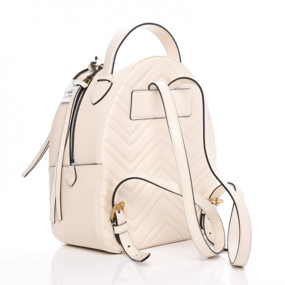 Gucci Calfskin Matelasse GG Marmont Dome Backpack White 3 of 7