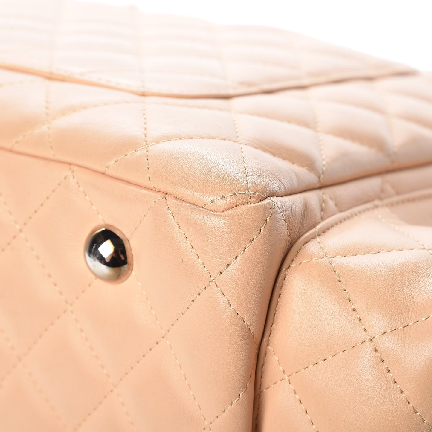 Calfskin Quilted Large Cambon Multipocket Reporter Beige Black