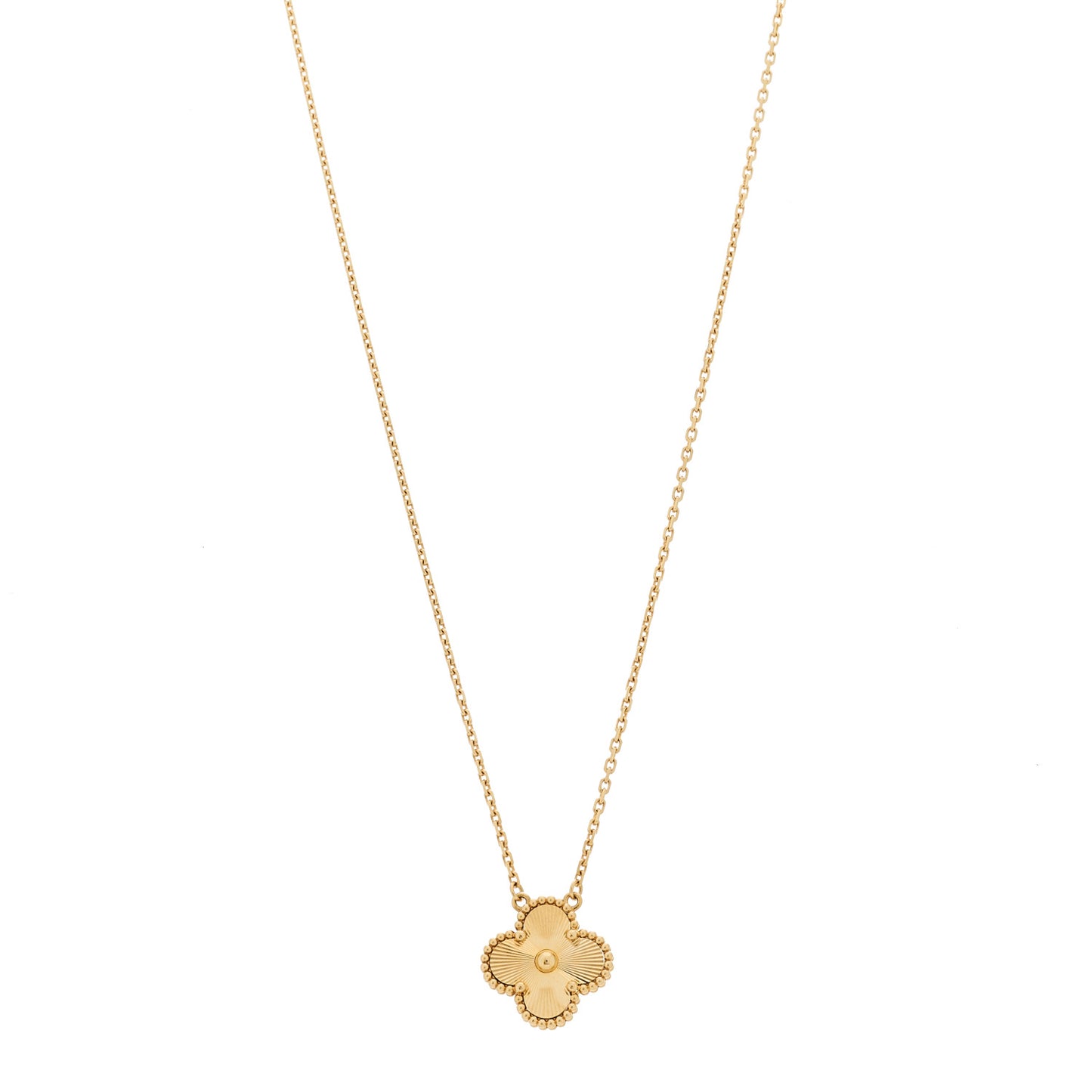 18K Yellow Gold Guilloché Vintage Alhambra Pendant Necklace