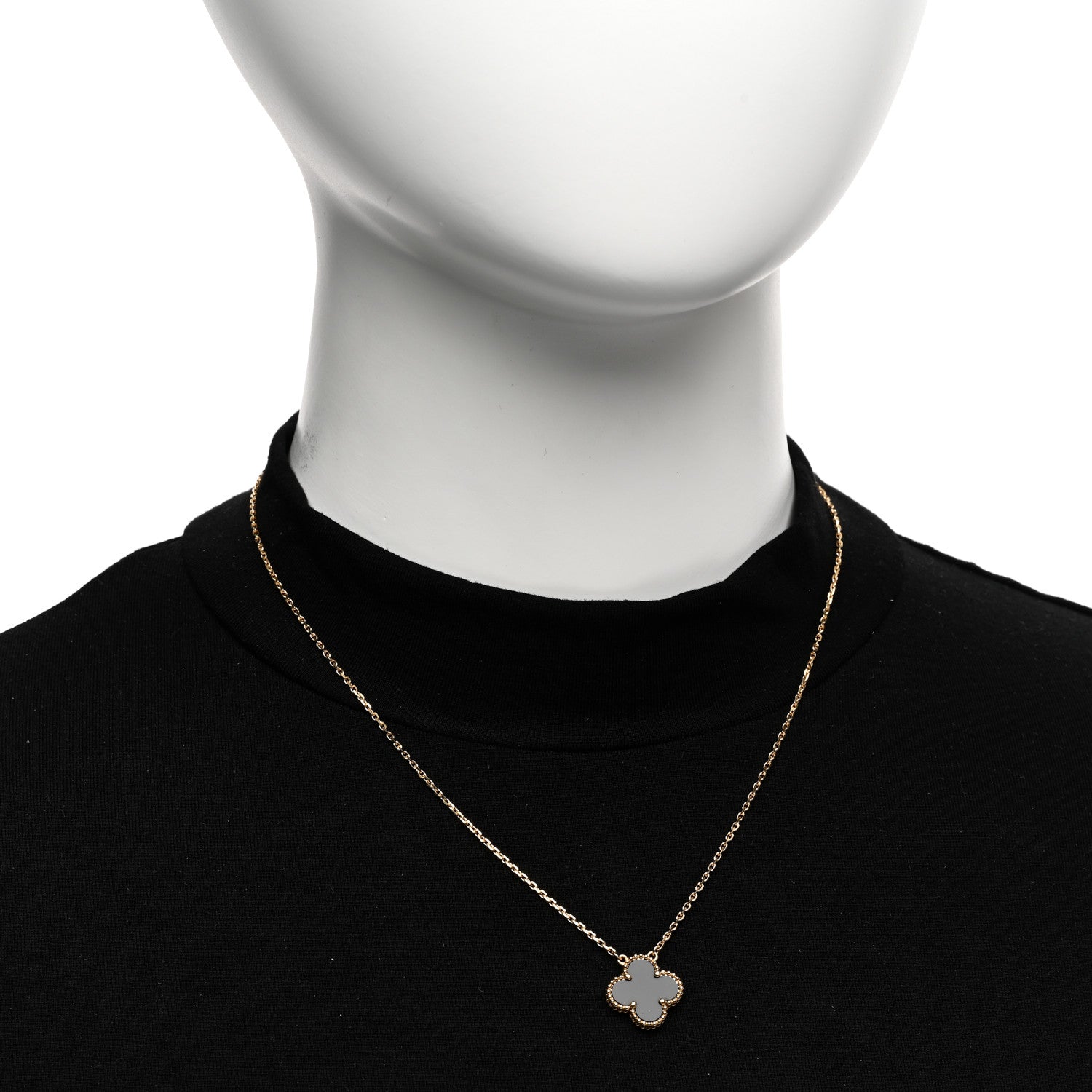 Van Cleef & Arpels VAN CLEEF & ARPELS 18K Yellow Gold Black Onyx Vintage Alhambra Pendant Necklace 2 of 6