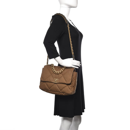 Chanel Canvas Quilted Large 19 Flap Bronze 2 of 11