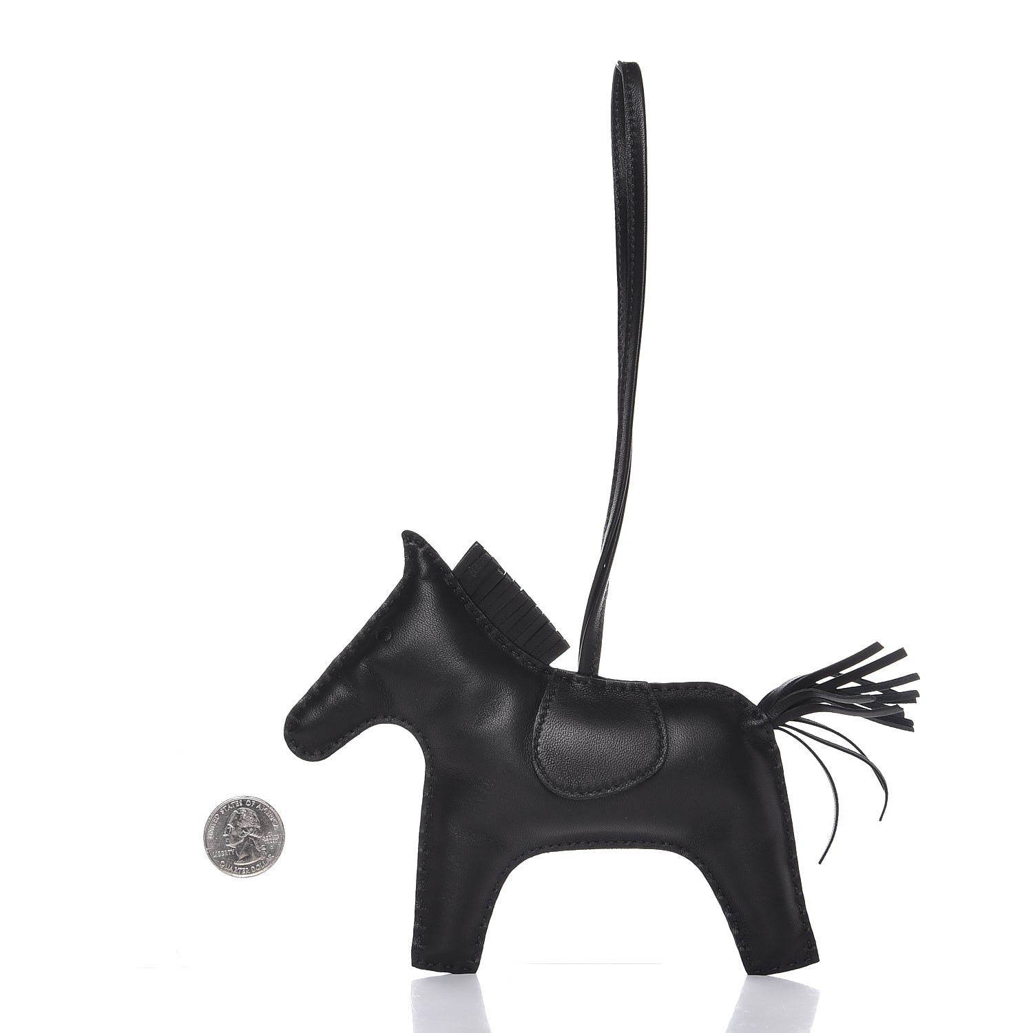 Hermes Milo Lambskin Grigri Rodeo Horse Bag Charm GM So Black 2 of 5