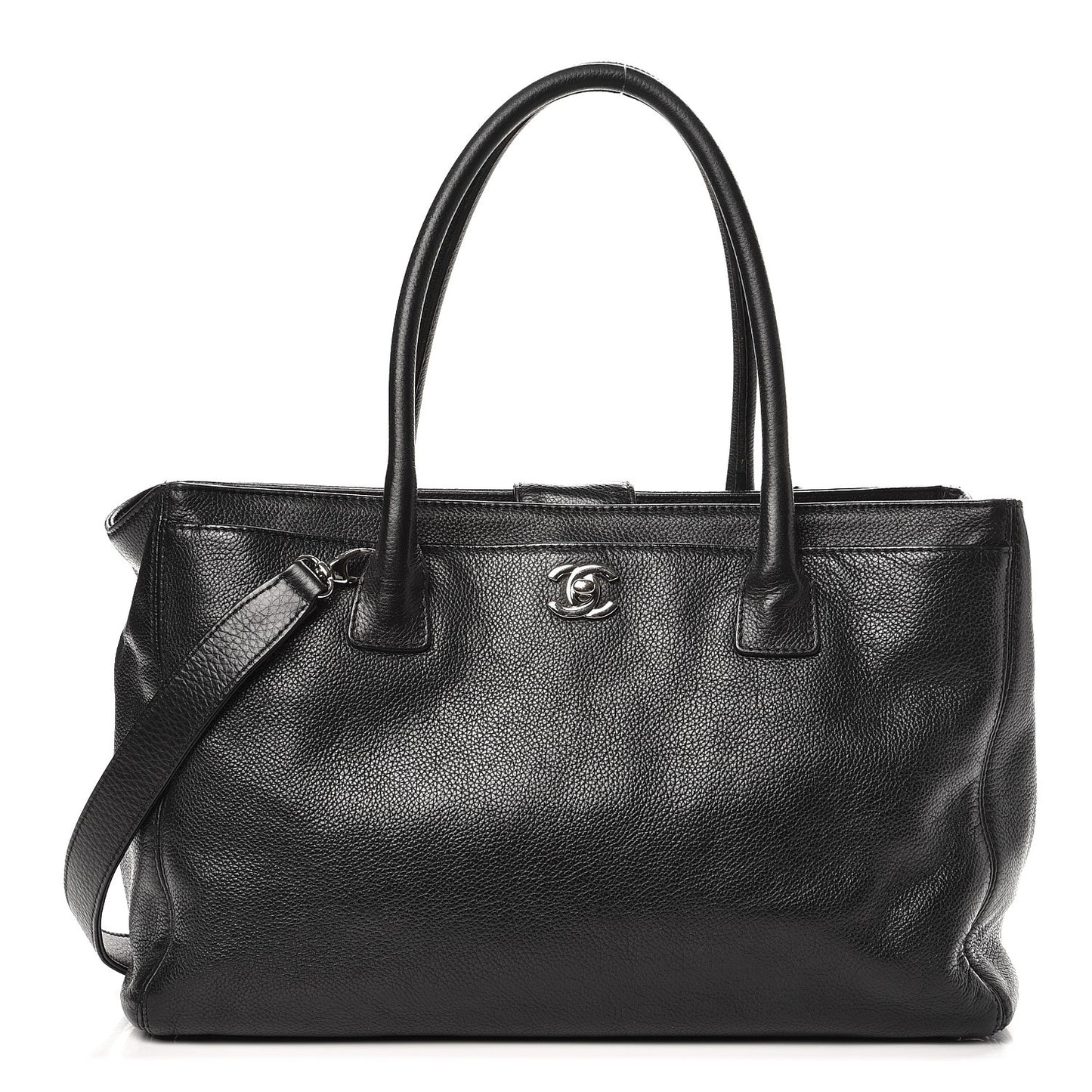 Calfskin Cerf Executive Shopper Tote Black