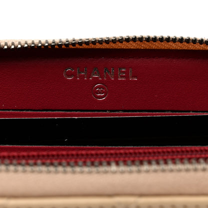 Chanel Aged Calfskin Quilted Small Gabrielle Zip Around Wallet Beige Black 7 of 8