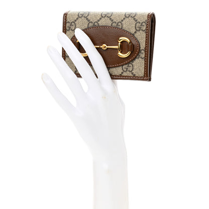 Gucci GG Supreme Monogram Horsebit 1955 Card Case Wallet Beige Ebony Brown Sugar 2 of 8