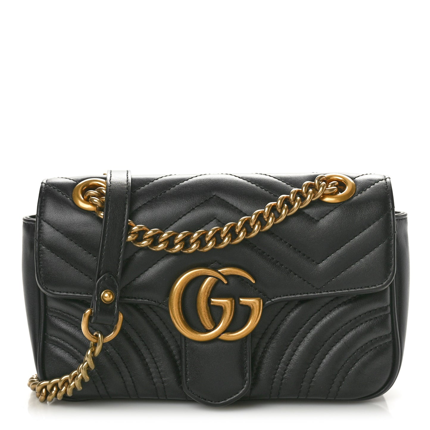 Calfskin Matelasse Mini GG Marmont Shoulder Bag Black