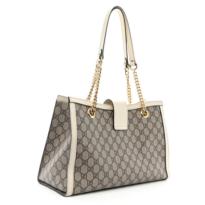 Gucci GG Supreme Monogram Medium Padlock Tote White 3 of 12