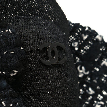Chanel Tweed Camellia Pin Brooch Black 3 of 3