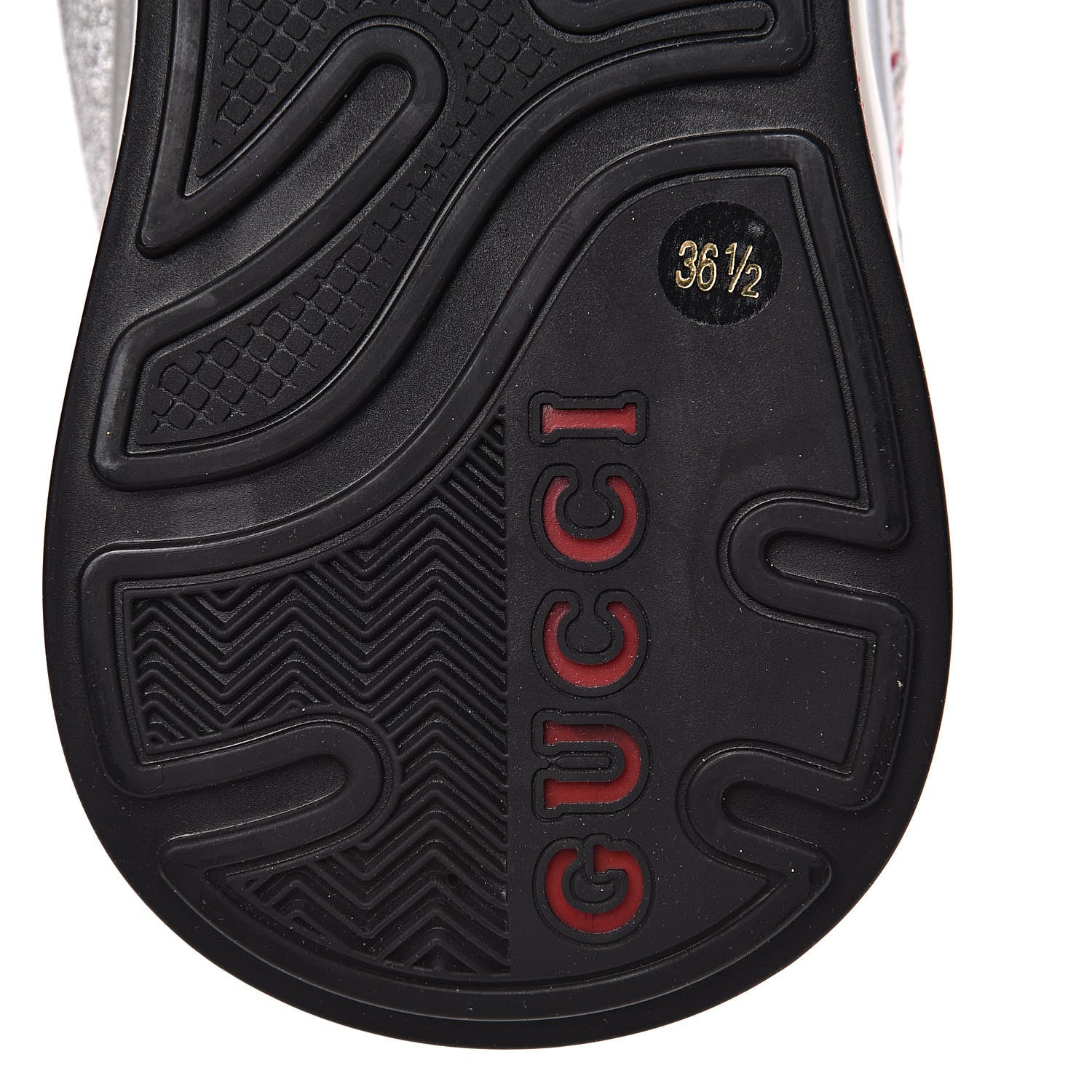 Gucci Metallic Calfskin Glitter Mesh Womens Ultrapace Sneakers 36.5 Silver Light Grey Mystic White 8 of 9