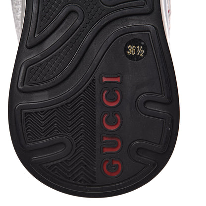 Gucci Metallic Calfskin Glitter Mesh Womens Ultrapace Sneakers 36.5 Silver Light Grey Mystic White 8 of 9