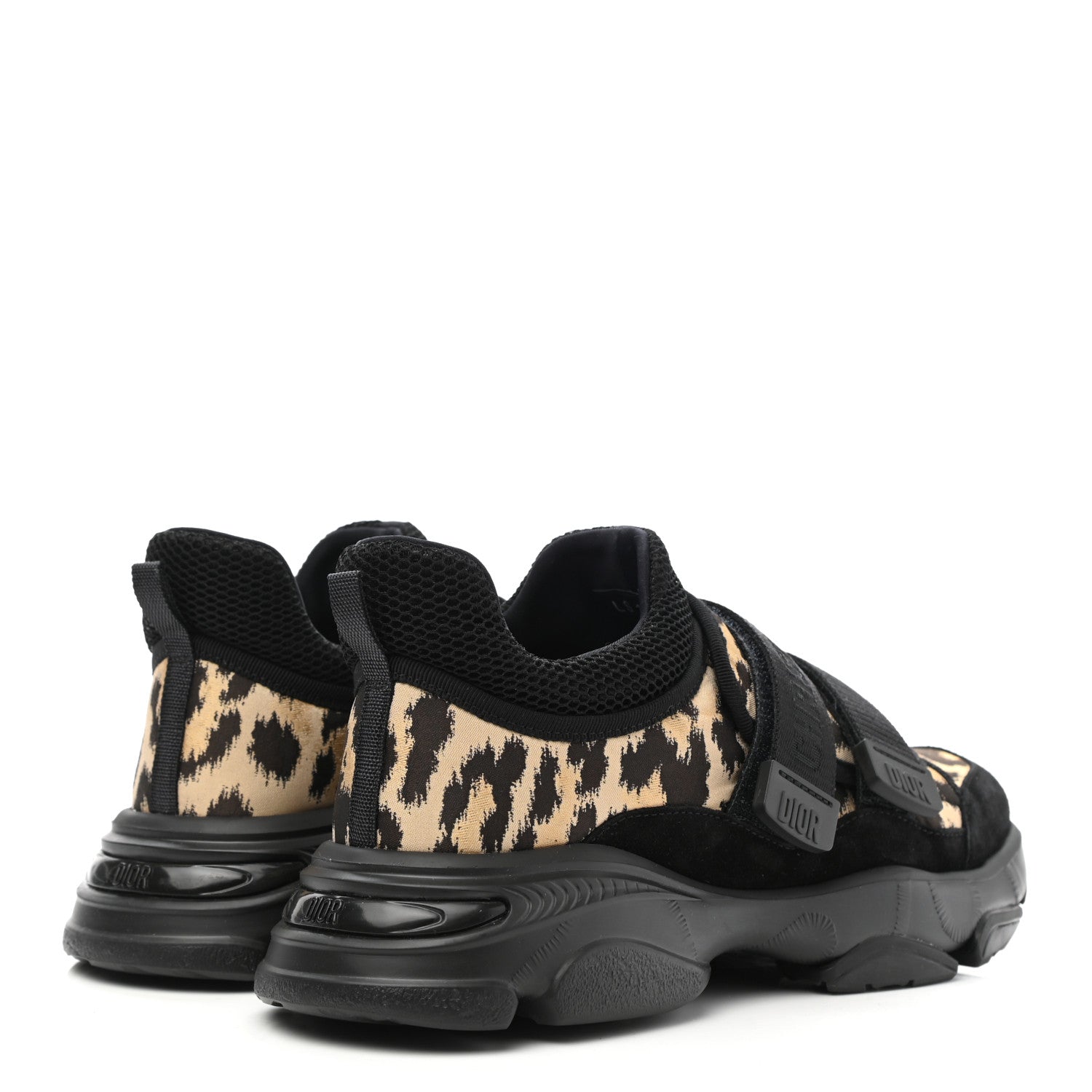 Christian Dior Technical Fabric Nylon Leopard Print Womens D-Wander Sneakers 38 Black 4 of 9