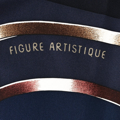Hermes Silk Figure Artistique Scarf 90 Bleu Noir Brun Chocolate 5 of 5