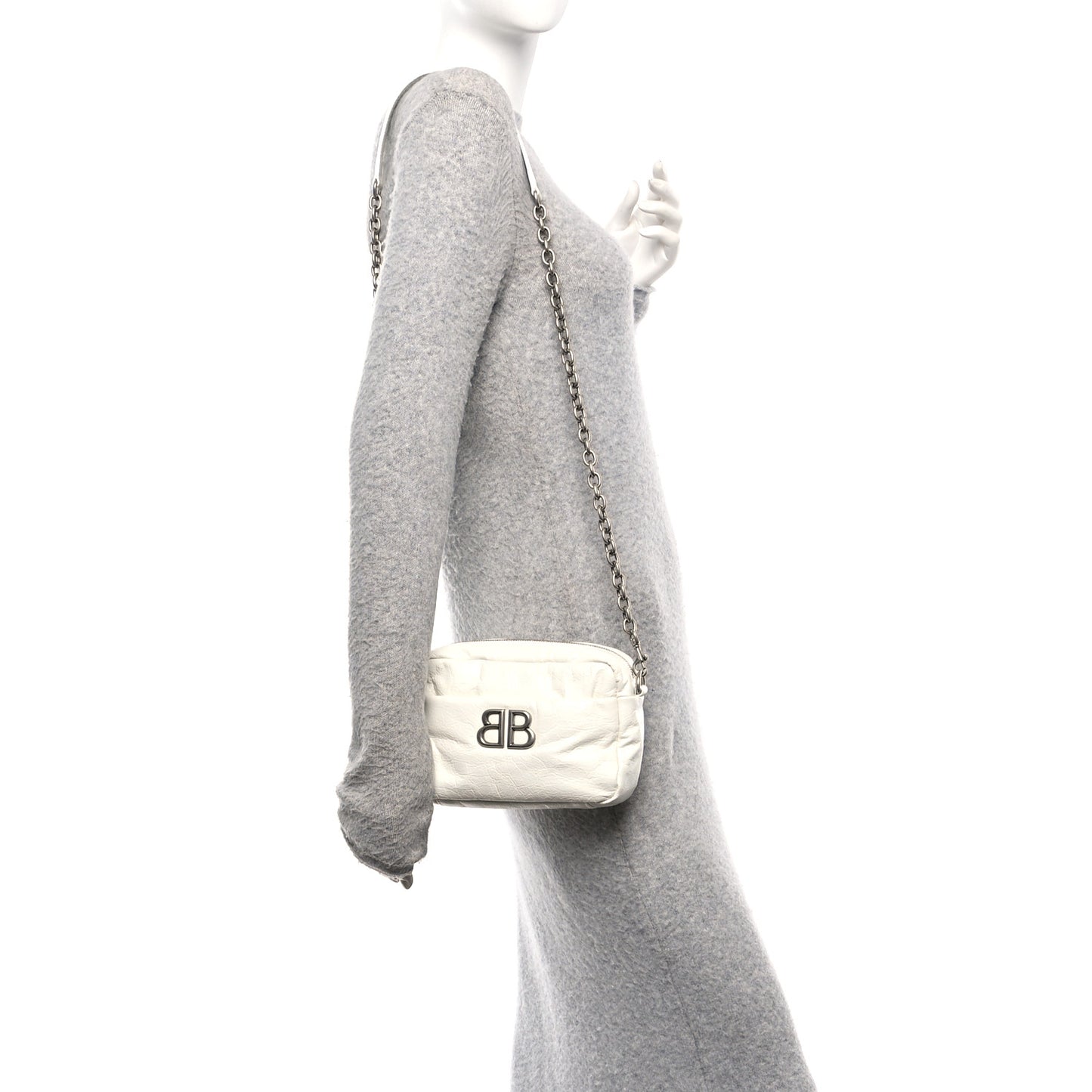 Agneau Arena XS Monaco Camera Shoulder Bag Optic White