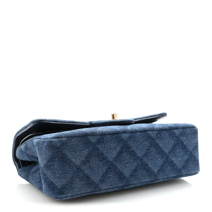 Chanel Printed Denim Quilted Small Double Flap Blue 4 of 11