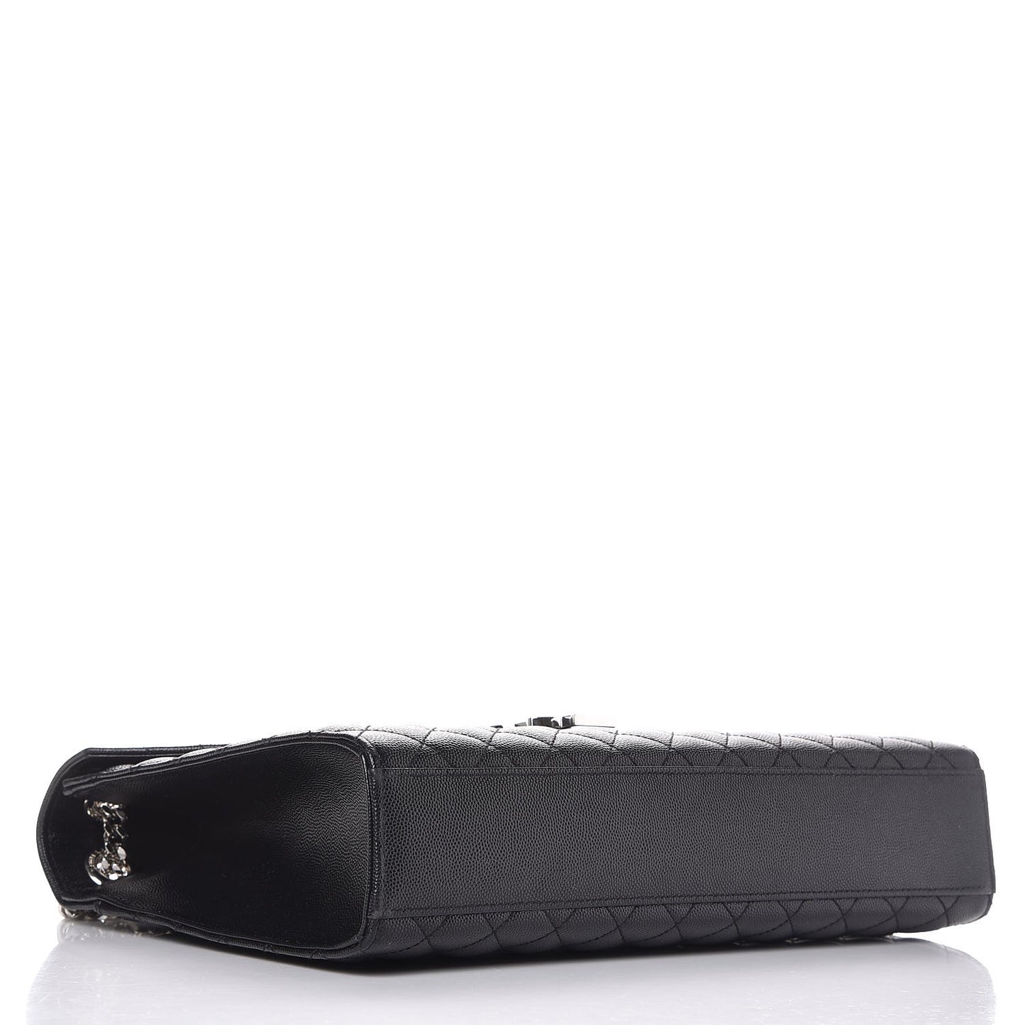 Grain De Poudre Textured Mixed Matelasse Large Triquilt Monogram Satchel Black
