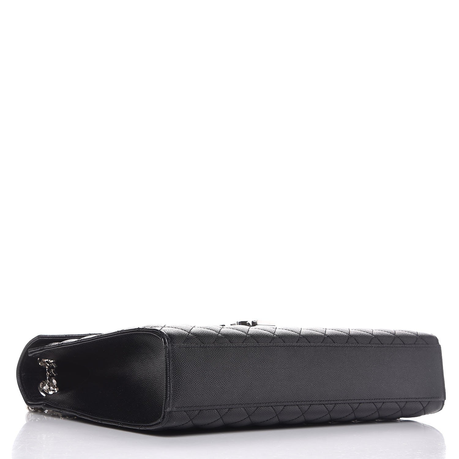 Saint Laurent Grain De Poudre Textured Mixed Matelasse Large Triquilt Monogram Satchel Black 4 of 8