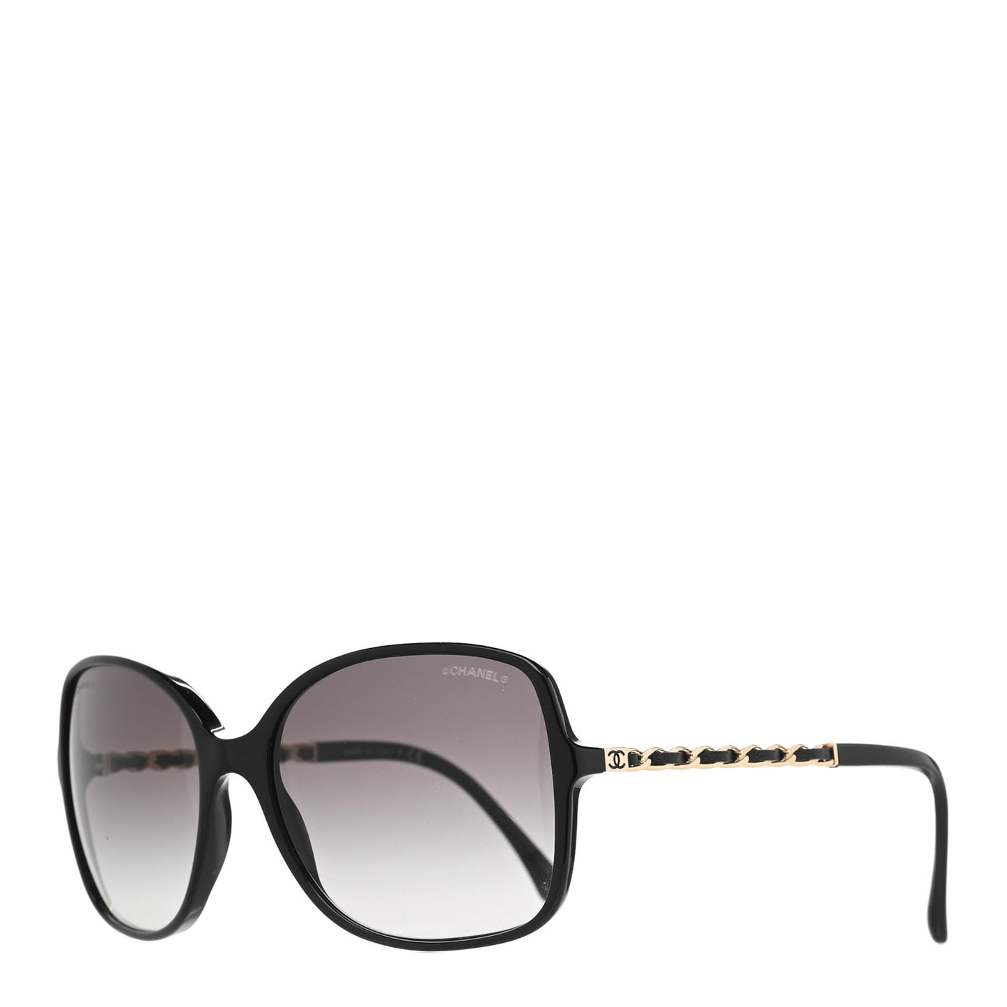Lambskin Square Chain Sunglasses 5210-Q Black