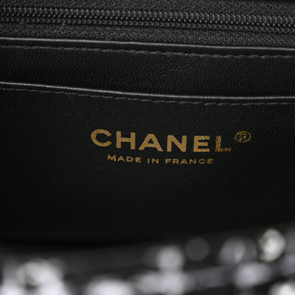 Chanel Tweed Quilted Mini Top Handle Rectangular Flap Black White 6 of 11