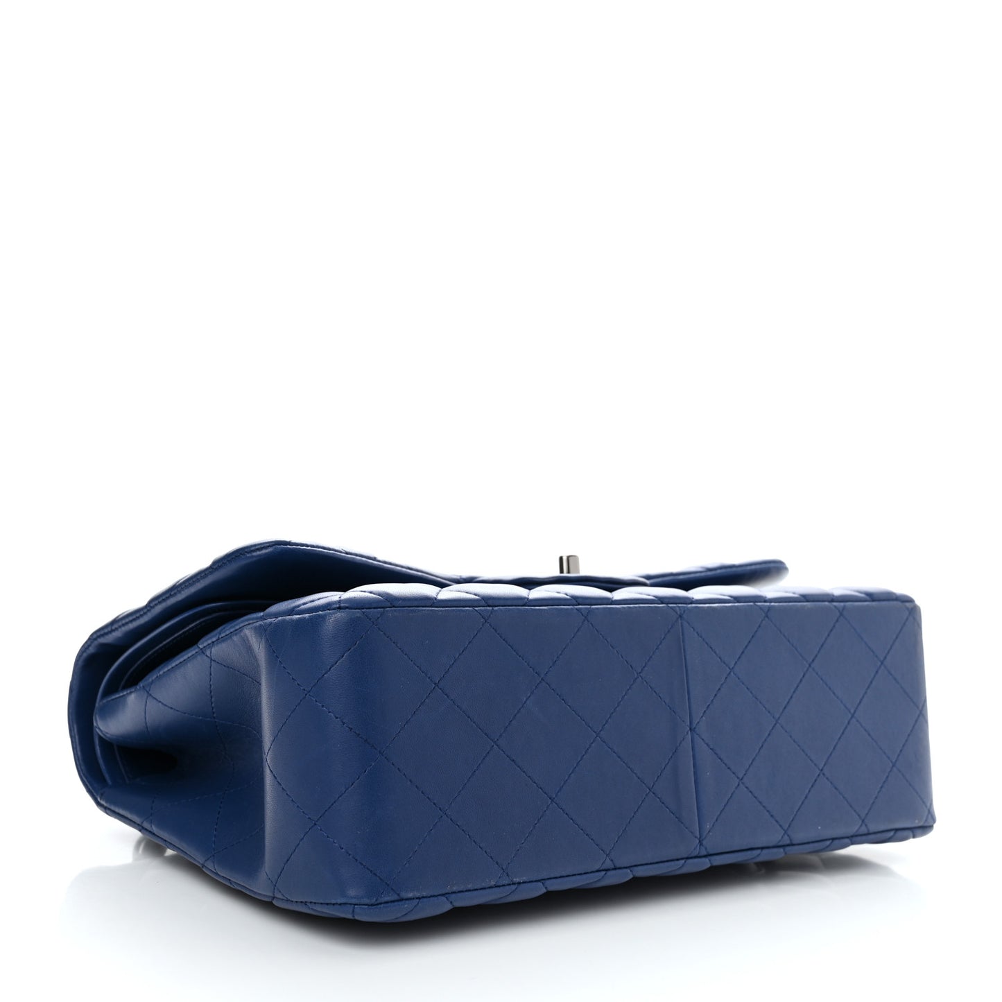 Lambskin Quilted Jumbo Double Flap Blue