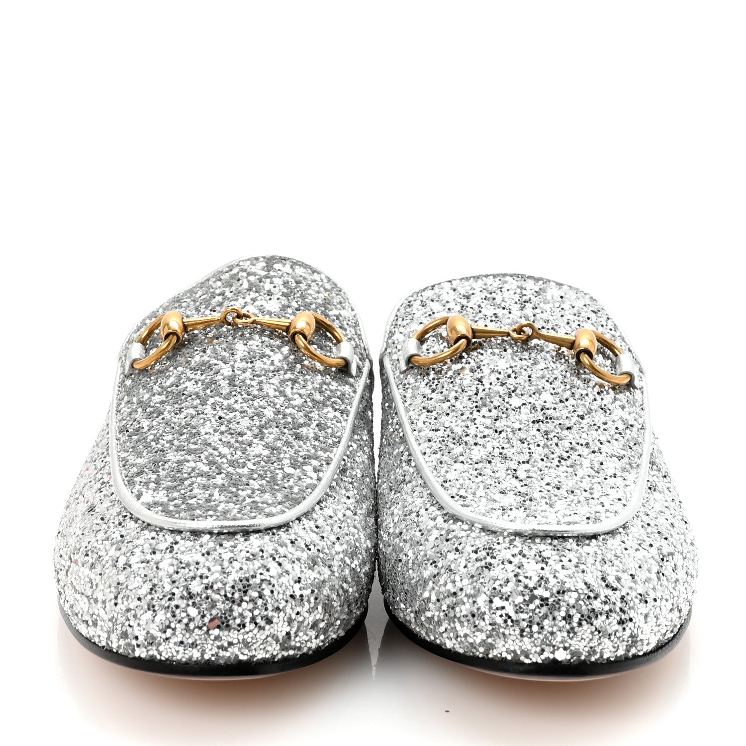 Gucci Glitter Womens Princetown Slippers 36 Silver 3 of 10
