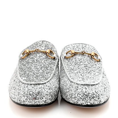 Gucci Glitter Womens Princetown Slippers 36 Silver 3 of 10