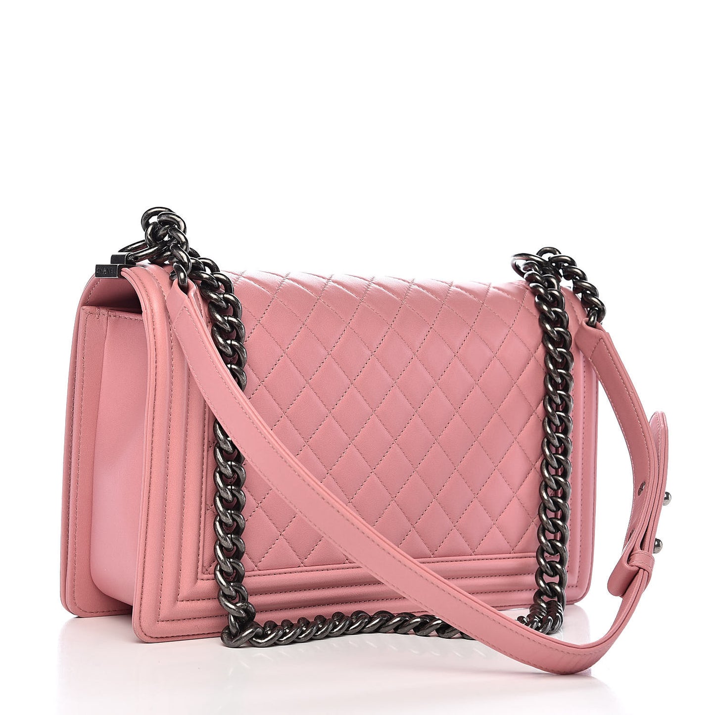Lambskin Quilted New Medium Boy Flap Pink