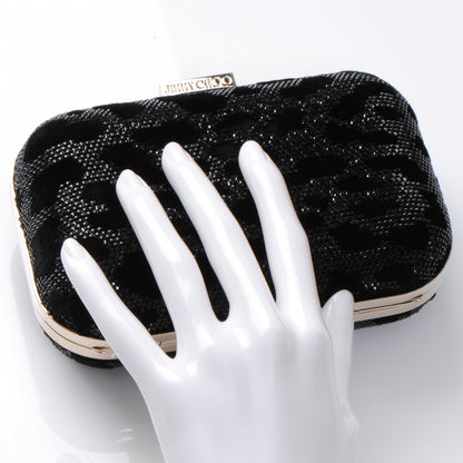 Jimmy Choo Velvet Cloud Stone Embellished Clutch Black 2 of 6