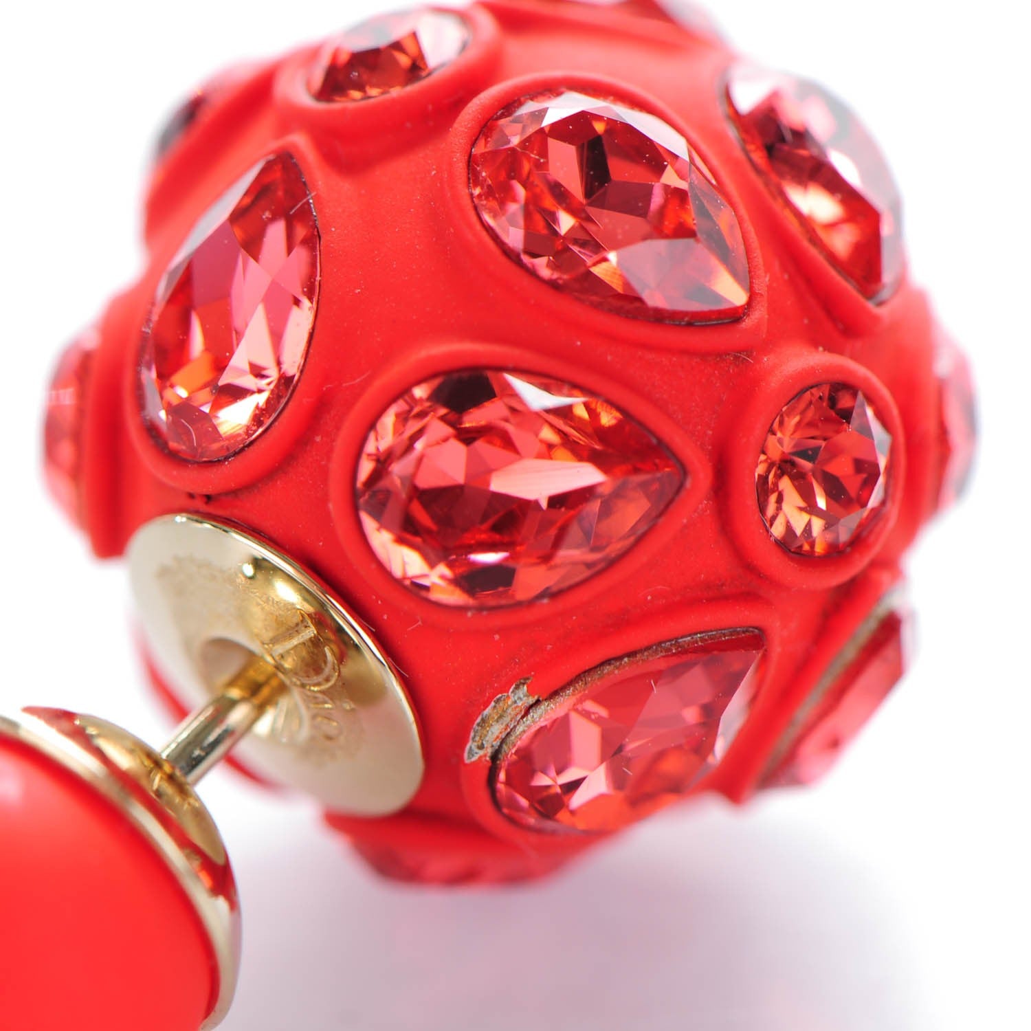 Christian Dior Crystal Mise En Dior Tribal Earrings Red 6 of 8