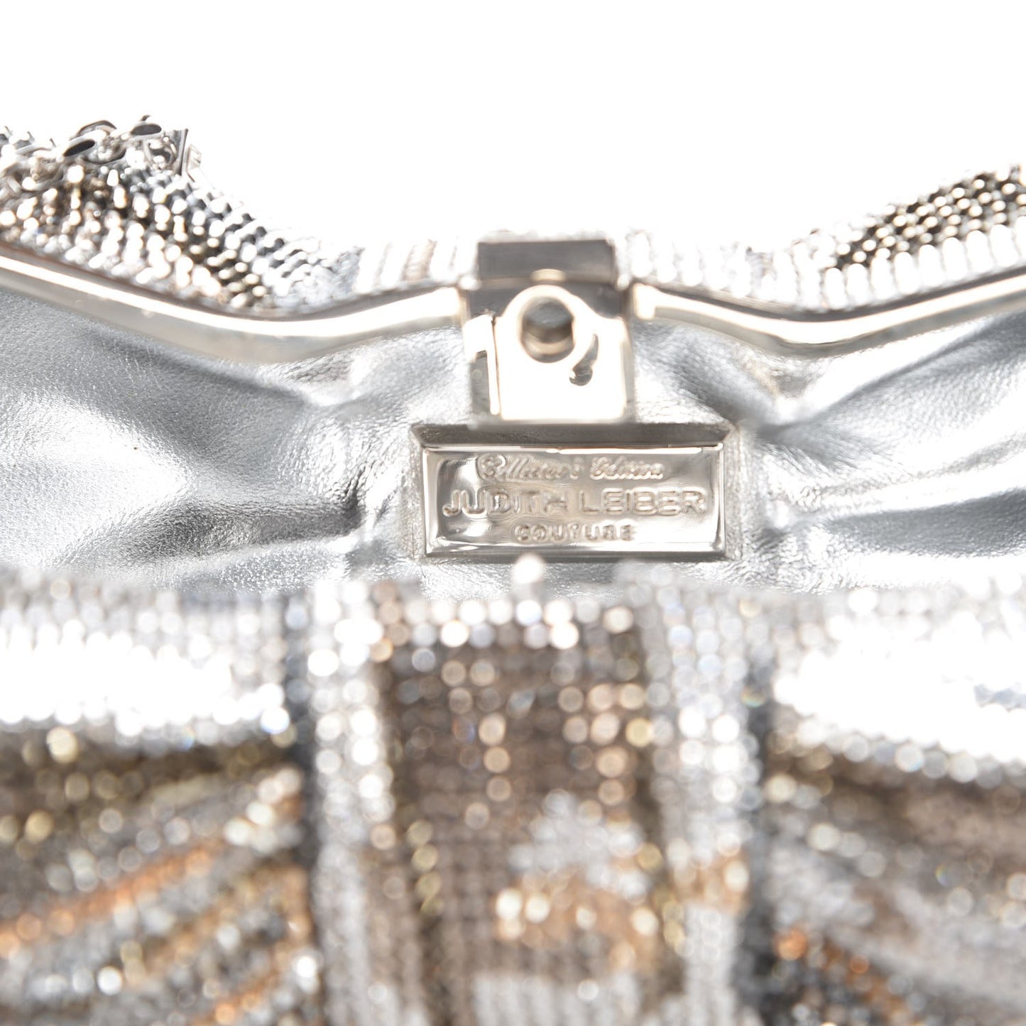 Crystal Bow Minaudiere Clutch Silver