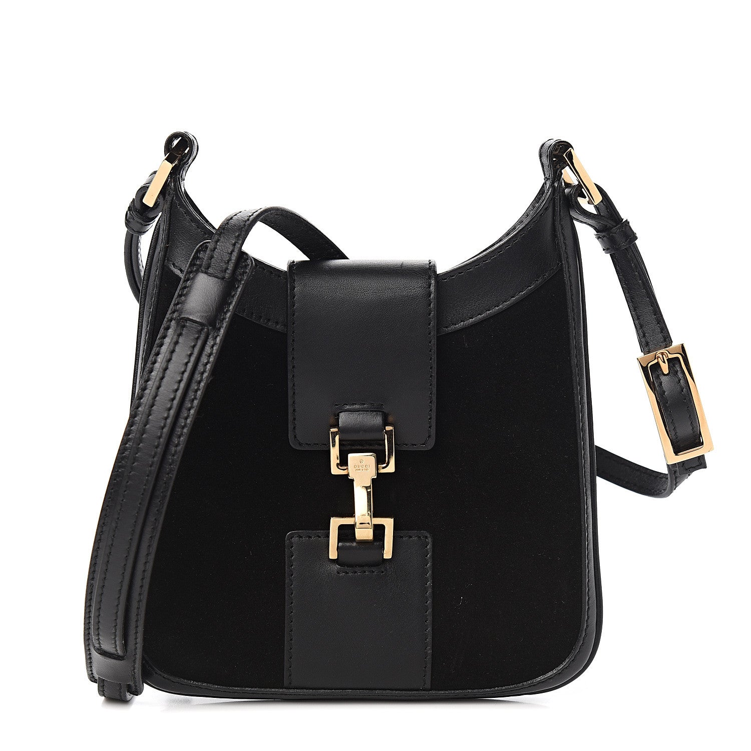 Gucci Suede Calfskin Crossbody Bag Black 1 of 9
