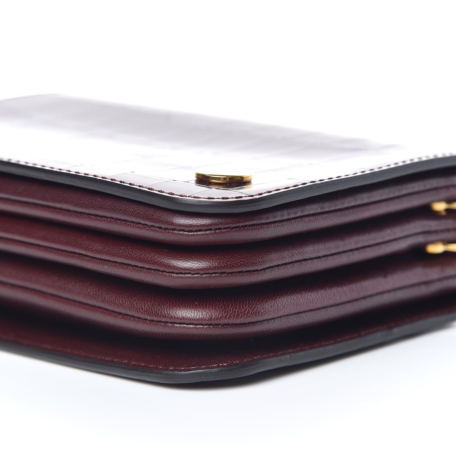 Mulberry Shiny Calfskin Crocodile Embossed Small Clifton Flap Burgundy 6 of 10