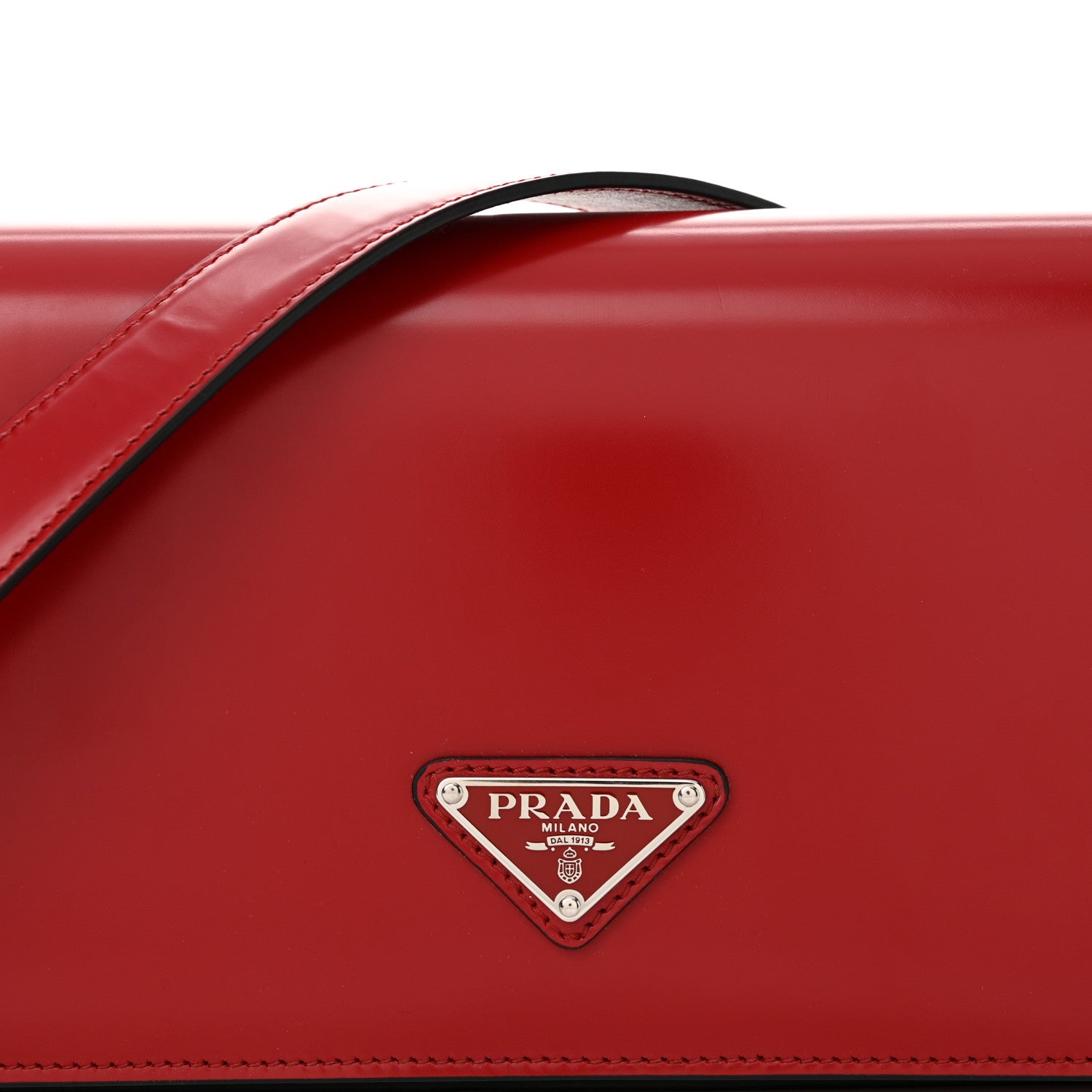 Prada Spazzolato Femme Flap Shoulder Bag Scarlatto Black 7 of 12