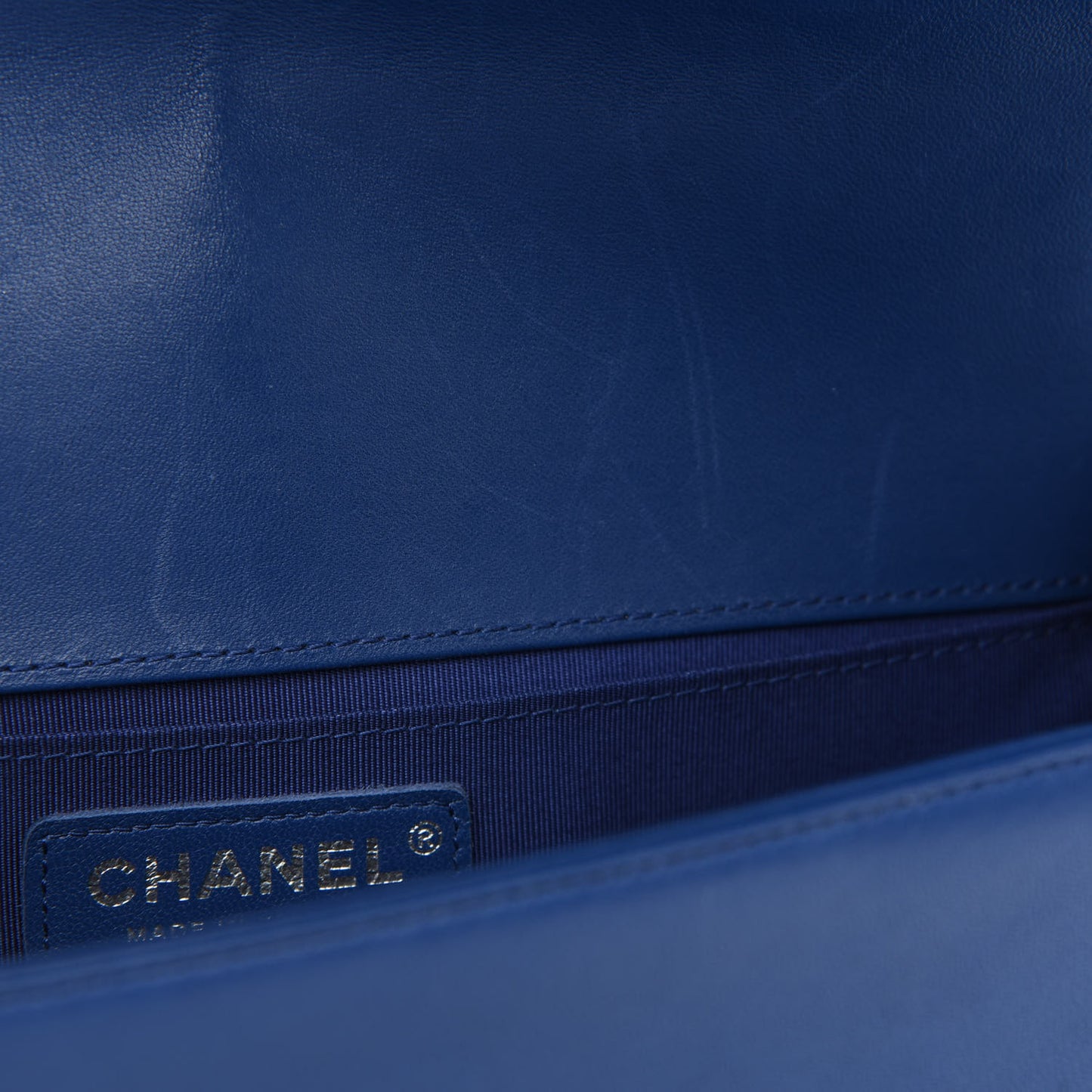 Lambskin Quilted Medium Boy Flap Blue