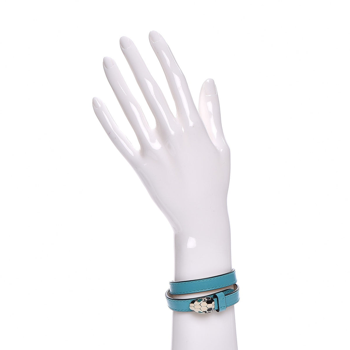 Bulgari Calfskin Serpenti Forever Muli-coiled Bracelet S Aquarelle Turquoise 2 of 8