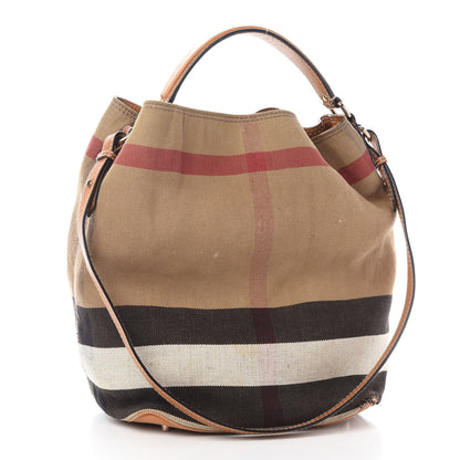 Burberry Canvas Mega Check Medium Ashby Hobo Saddle Brown 5 of 18