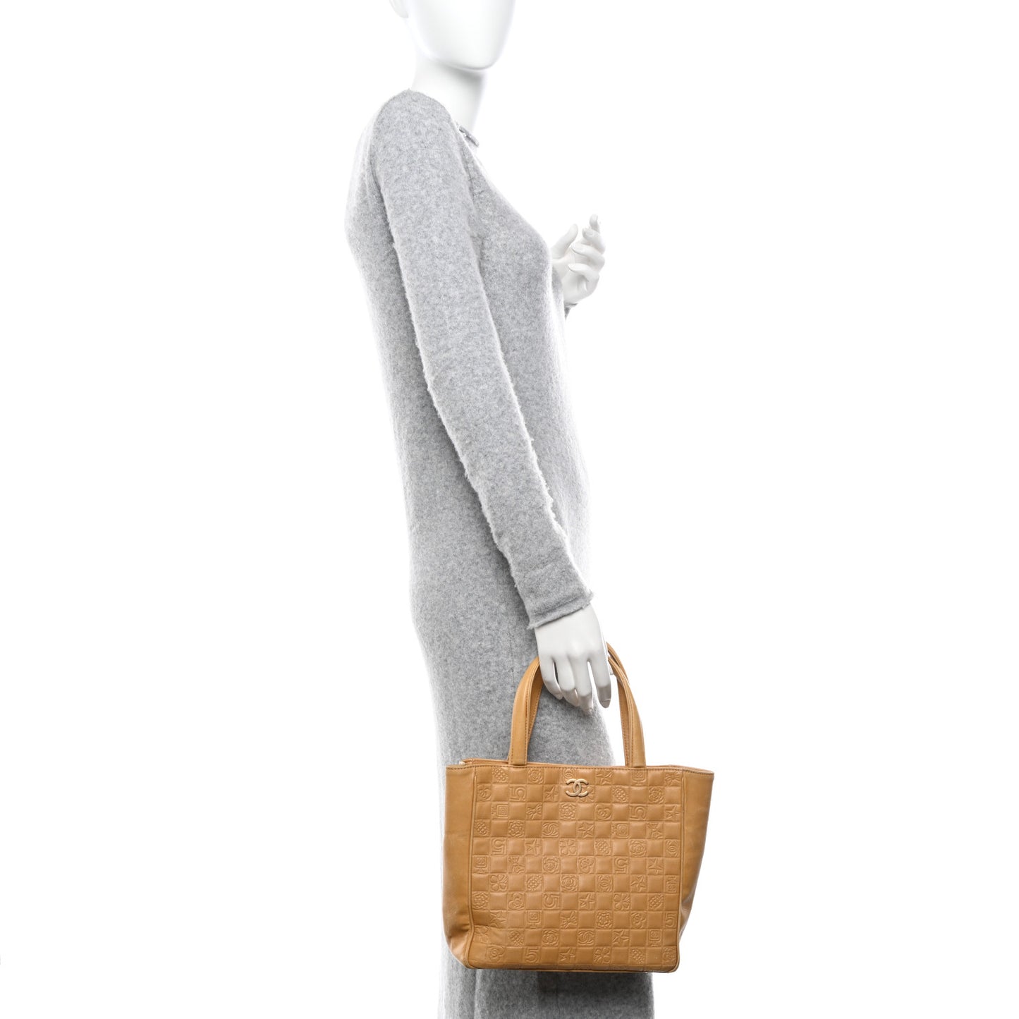 Lambskin Precious Symbols Shopping Tote Beige