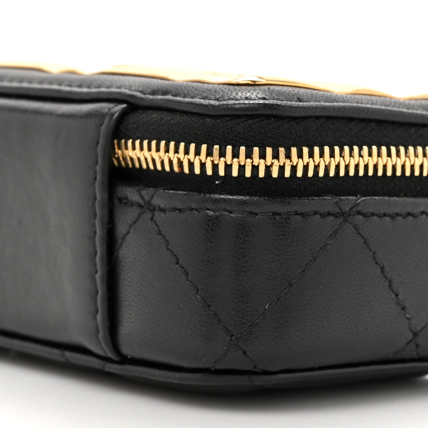 Chanel Lambskin Quilted Mini Golden Plate Clutch With Chain Black 9 of 11