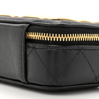 Chanel Lambskin Quilted Mini Golden Plate Clutch With Chain Black 9 of 11