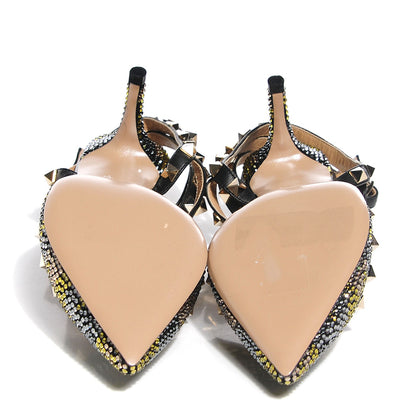 Valentino Garavani Crystal Camouflage Rockstud Ankle Strap 65mm Pumps 36 Black 5 of 6