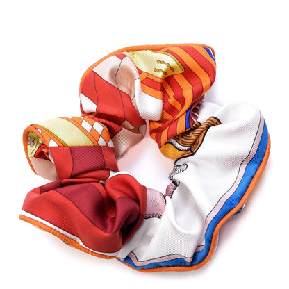 Hermes Silk Patchwork Claudia Scrunchie Orange Fruite 1 of 3