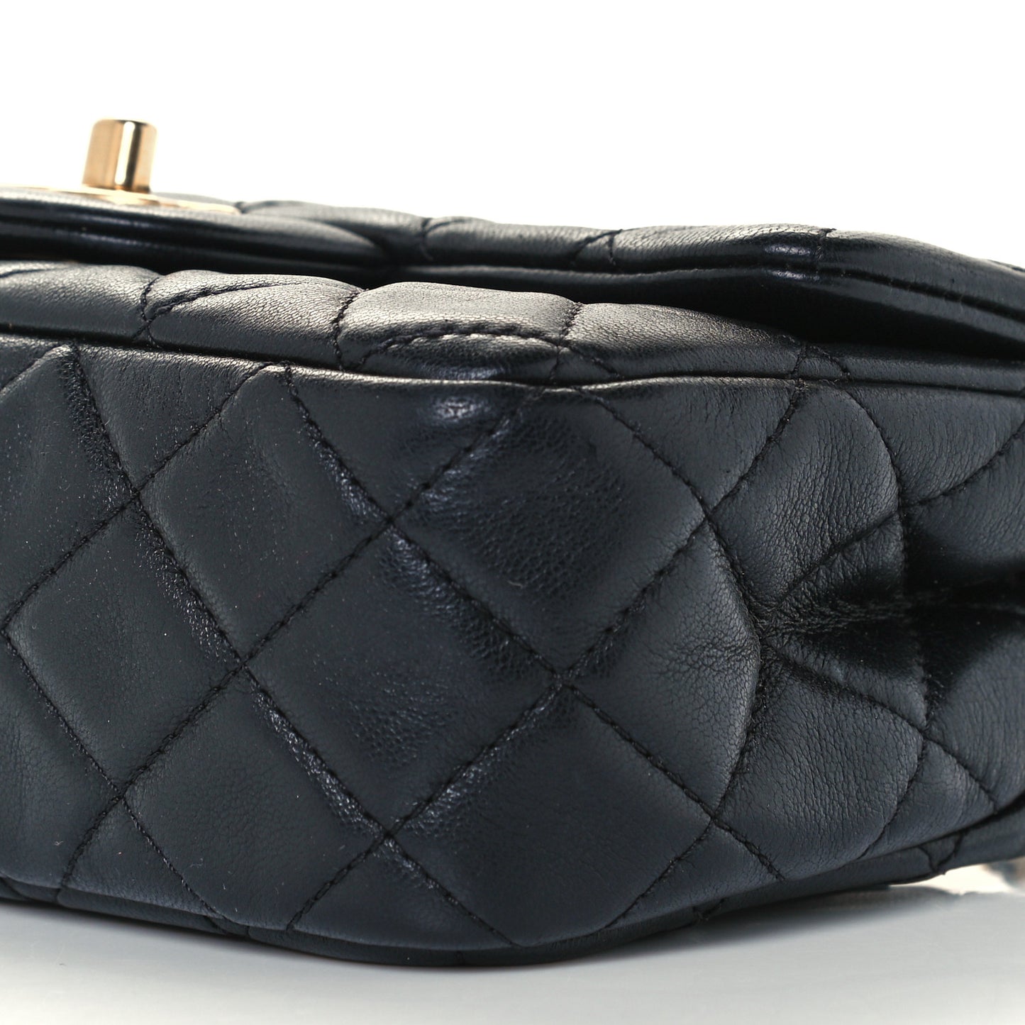 Lambskin Quilted Mini Rectangular Pearl Crush Flap Black