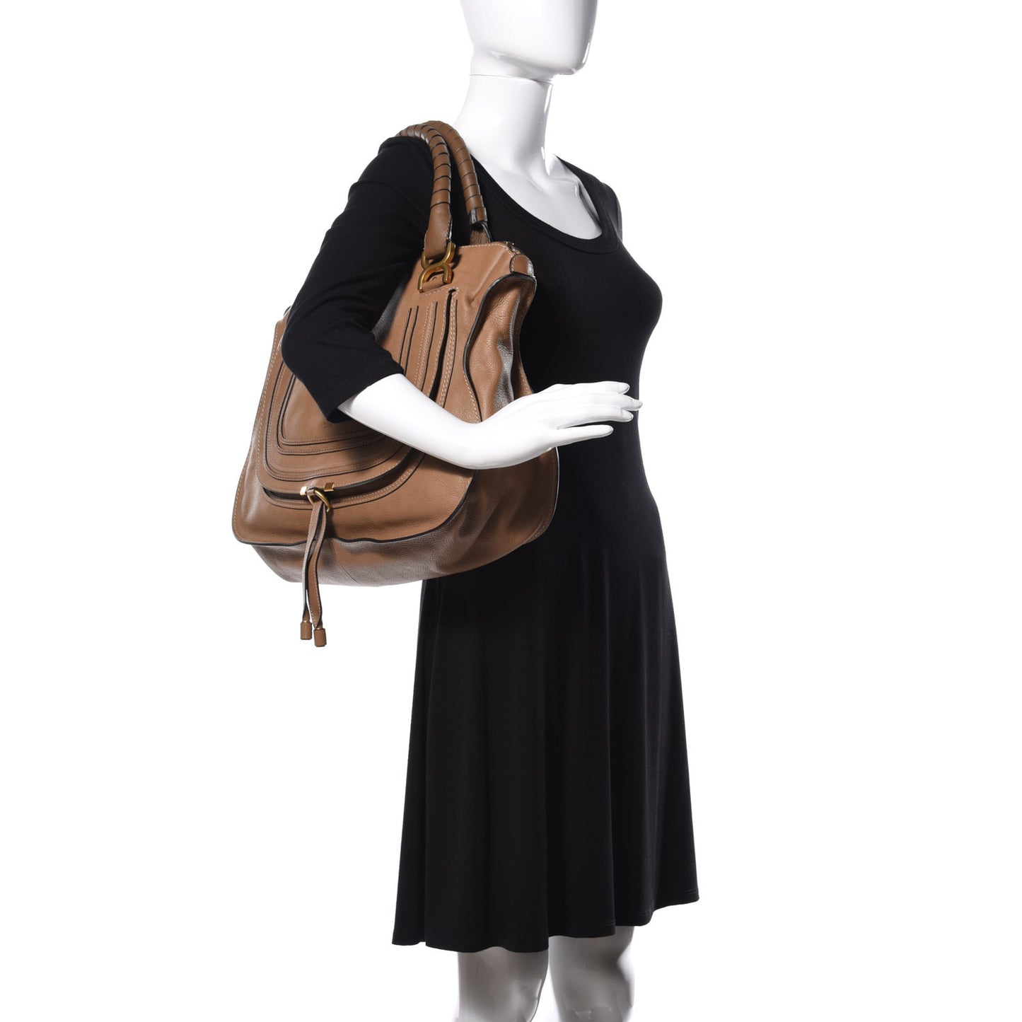 Calfskin Large Marcie Satchel Nut