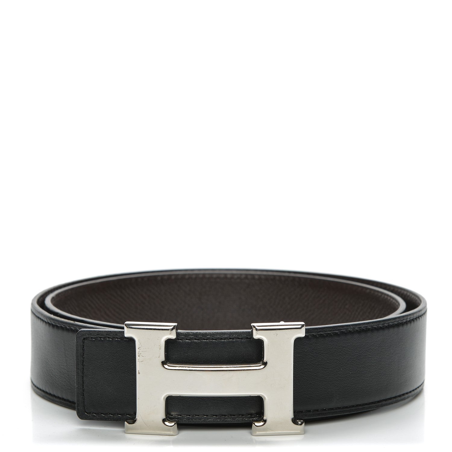 Hermes Swift Epsom 32mm H Belt 80 Black Chocolate 1 of 8