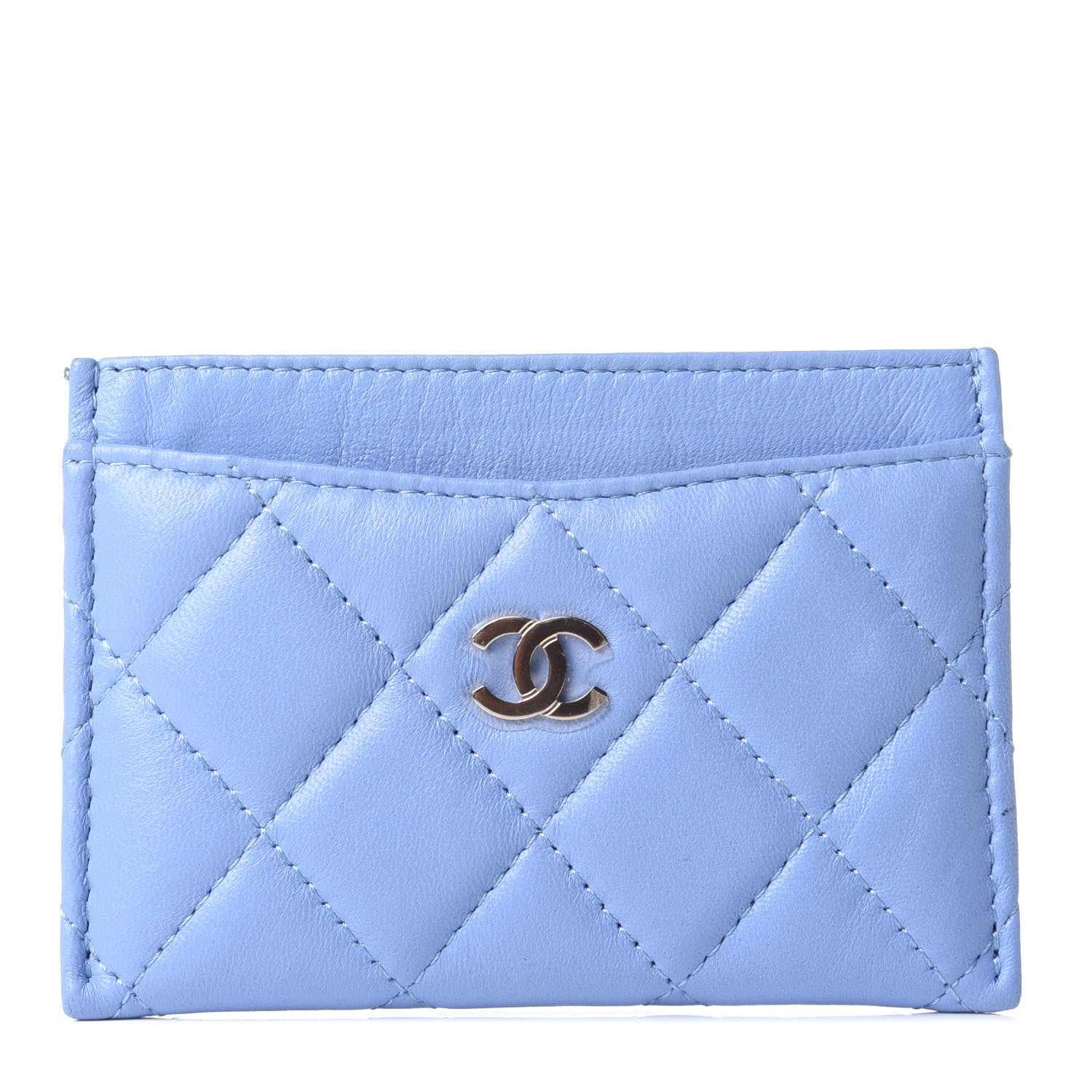Chanel Lambskin Quilted Card Holder Light Blue 1 of 4