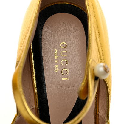 Gucci Metallic Malaga Kid Lesley Mary Jane Pumps 39.5 Gold 8 of 9
