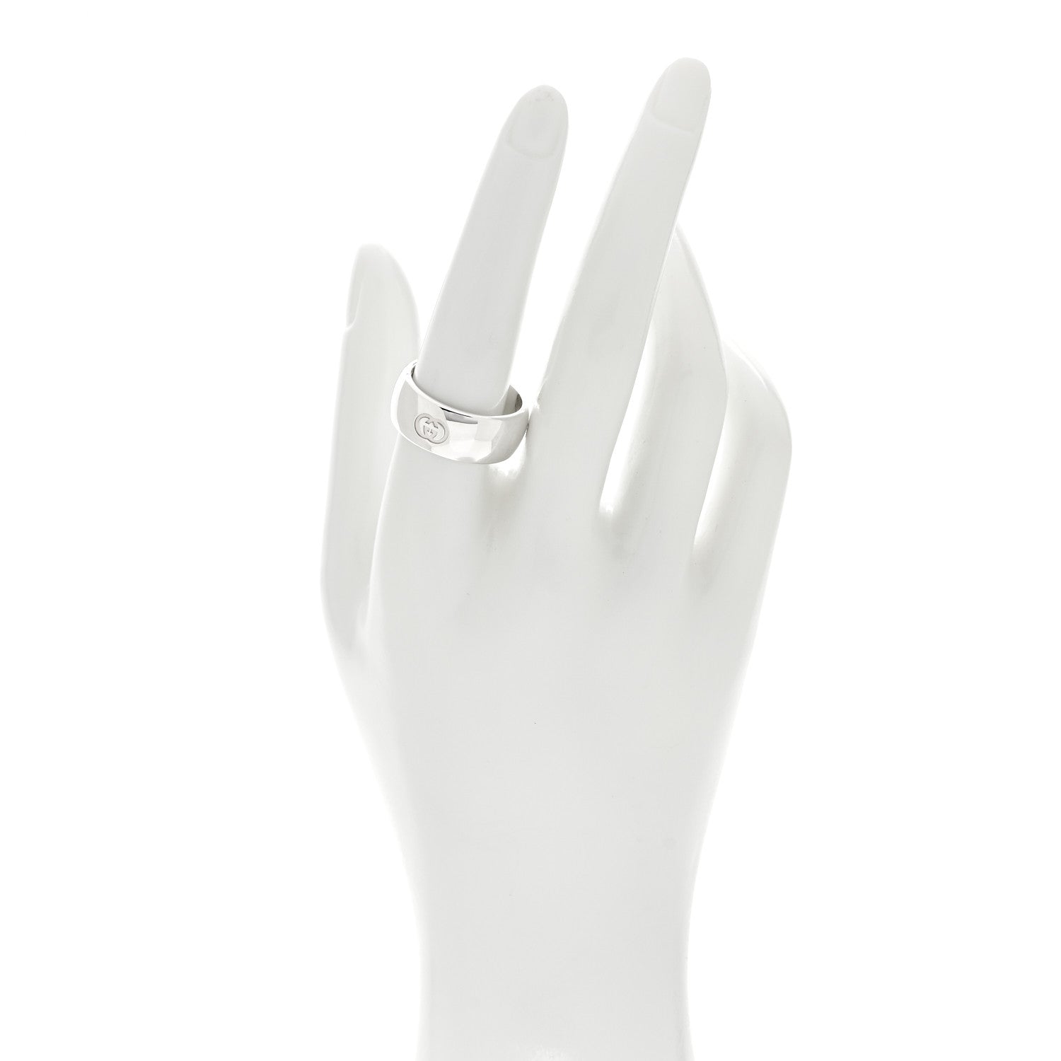 Gucci Sterling Silver Blind for Love Band Wide Ring 60 9 2 of 6