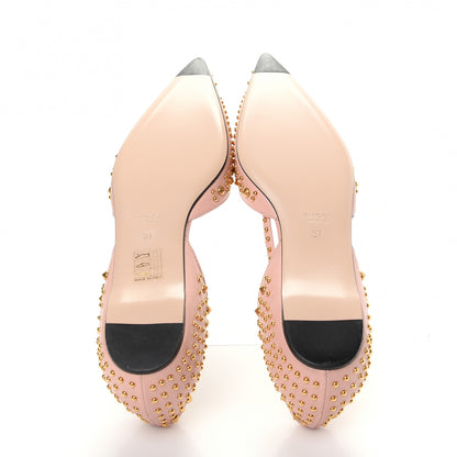 Gucci Malaga Kid Studded Pointed Toe Unia Flats 37 Perfect Pink 6 of 11