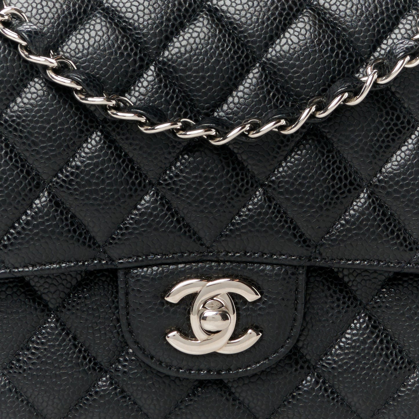 Caviar Quilted Medium Double Flap Black
