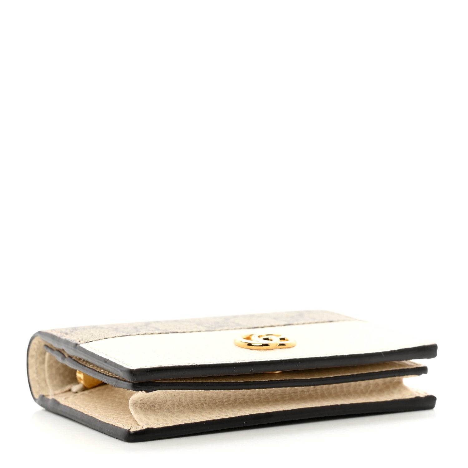 Gucci Dollar Calfskin GG Supreme Monogram GG Marmont Card Case Mystic White Beige Ebony 4 of 7